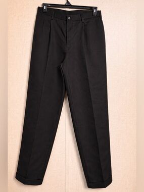 Men's Black Pleated Dress Pants - Classic Tailored Fit 32x30